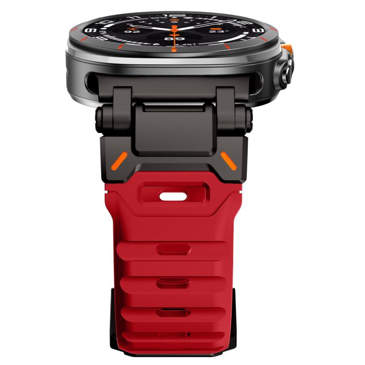 For Samsung Galaxy Watch Ultra 47mm / Ultra 2025 Explorer Metal Head Fluororubber Watch Band(Black Red) by bashfashion