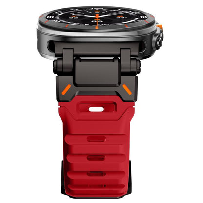 For Samsung Galaxy Watch Ultra 47mm / Ultra 2025 Explorer Metal Head Fluororubber Watch Band(Black Red) by bashfashion