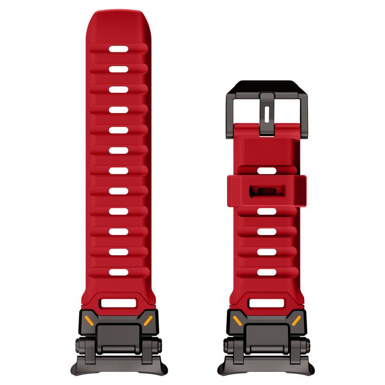 For Samsung Galaxy Watch Ultra 47mm / Ultra 2025 Explorer Metal Head Fluororubber Watch Band(Black Red) by bashfashion