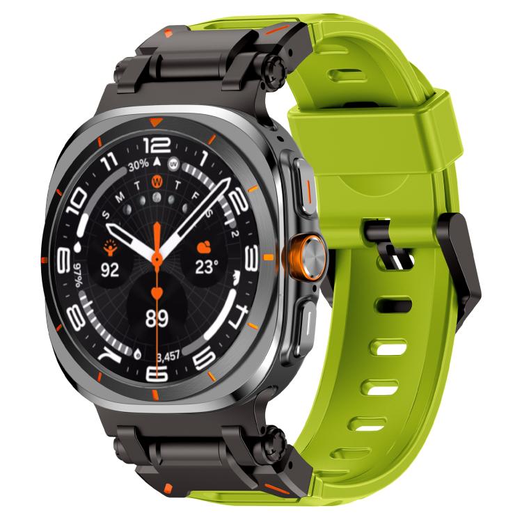 For Samsung Galaxy Watch Ultra 47mm / Ultra 2025 Explorer Metal Head Fluororubber Watch Band(Black Green) by bashfashion