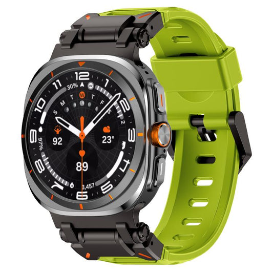 For Samsung Galaxy Watch Ultra 47mm / Ultra 2025 Explorer Metal Head Fluororubber Watch Band(Black Green) by bashfashion