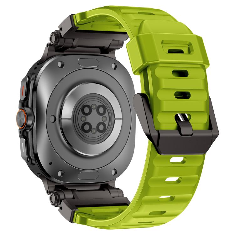 For Samsung Galaxy Watch Ultra 47mm / Ultra 2025 Explorer Metal Head Fluororubber Watch Band(Black Green) by bashfashion