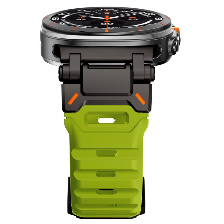 For Samsung Galaxy Watch Ultra 47mm / Ultra 2025 Explorer Metal Head Fluororubber Watch Band(Black Green) by bashfashion