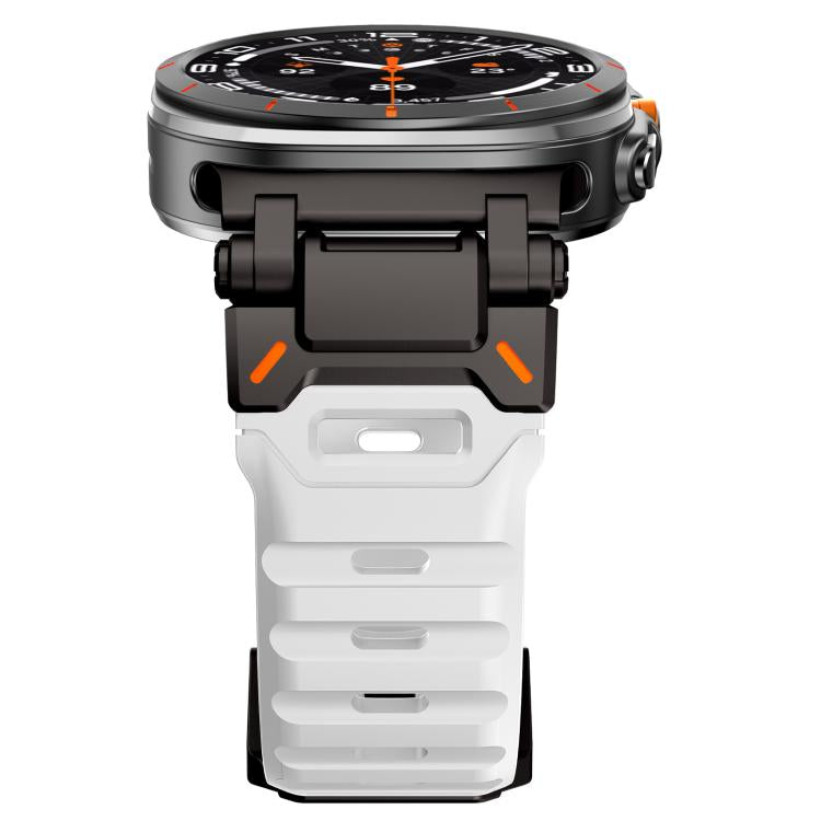 For Samsung Galaxy Watch Ultra 47mm / Ultra 2025 Explorer Metal Head Fluororubber Watch Band(Black White) by bashfashion