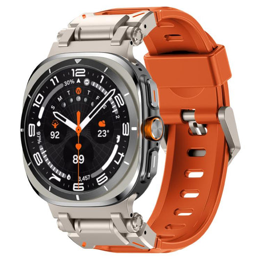For Samsung Galaxy Watch Ultra 47mm / Ultra 2025 Explorer Metal Head Fluororubber Watch Band(Titanium Orange) by bashfashion