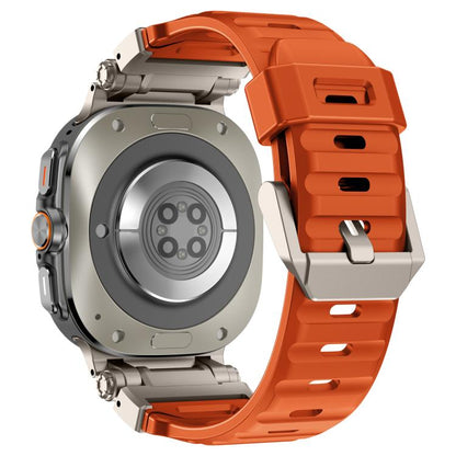For Samsung Galaxy Watch Ultra 47mm / Ultra 2025 Explorer Metal Head Fluororubber Watch Band(Titanium Orange) by bashfashion