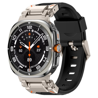 For Samsung Galaxy Watch Ultra 47mm / Ultra 2025 Explorer Metal Head Fluororubber Watch Band(Titanium Black) by bashfashion