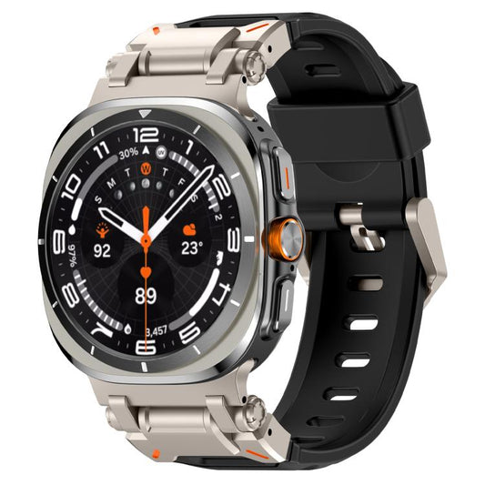 For Samsung Galaxy Watch Ultra 47mm / Ultra 2025 Explorer Metal Head Fluororubber Watch Band(Titanium Black) by bashfashion