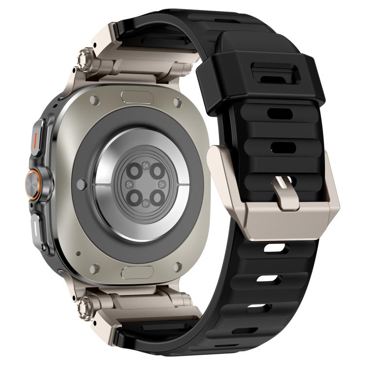 For Samsung Galaxy Watch Ultra 47mm / Ultra 2025 Explorer Metal Head Fluororubber Watch Band(Titanium Black) by bashfashion