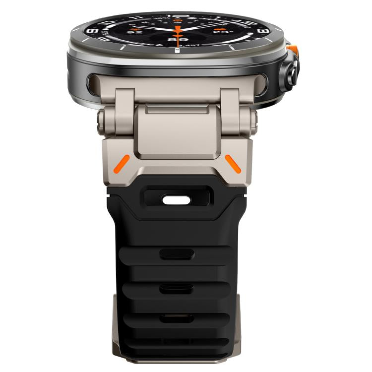 For Samsung Galaxy Watch Ultra 47mm / Ultra 2025 Explorer Metal Head Fluororubber Watch Band(Titanium Black) by bashfashion