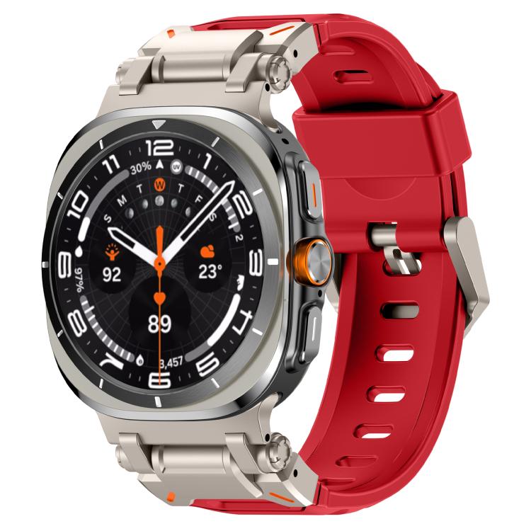 For Samsung Galaxy Watch Ultra 47mm / Ultra 2025 Explorer Metal Head Fluororubber Watch Band(Titanium Red) by bashfashion