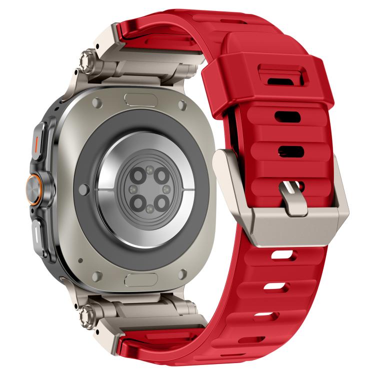 For Samsung Galaxy Watch Ultra 47mm / Ultra 2025 Explorer Metal Head Fluororubber Watch Band(Titanium Red) by bashfashion