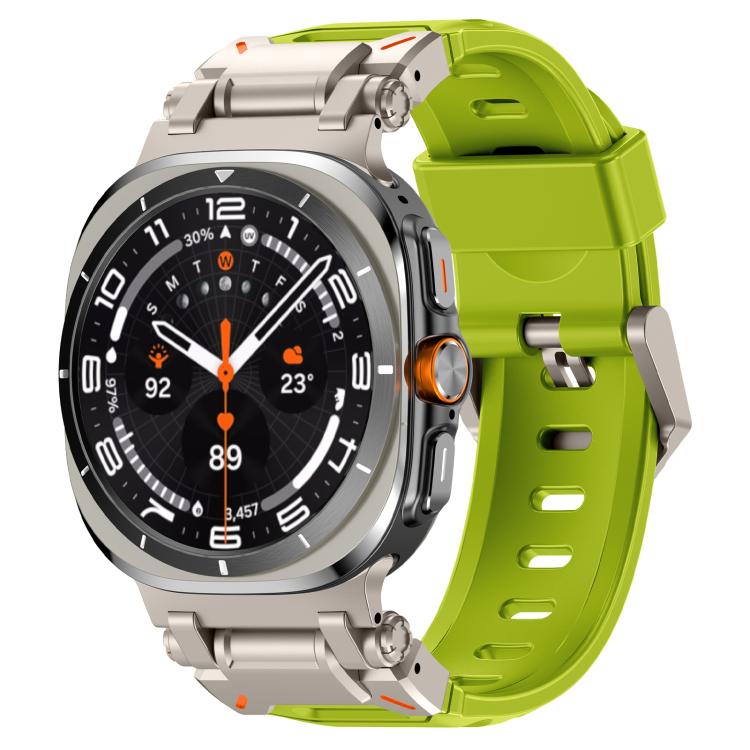For Samsung Galaxy Watch Ultra 47mm / Ultra 2025 Explorer Metal Head Fluororubber Watch Band(Titanium Green) by bashfashion