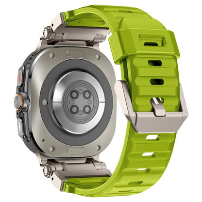 For Samsung Galaxy Watch Ultra 47mm / Ultra 2025 Explorer Metal Head Fluororubber Watch Band(Titanium Green) by bashfashion