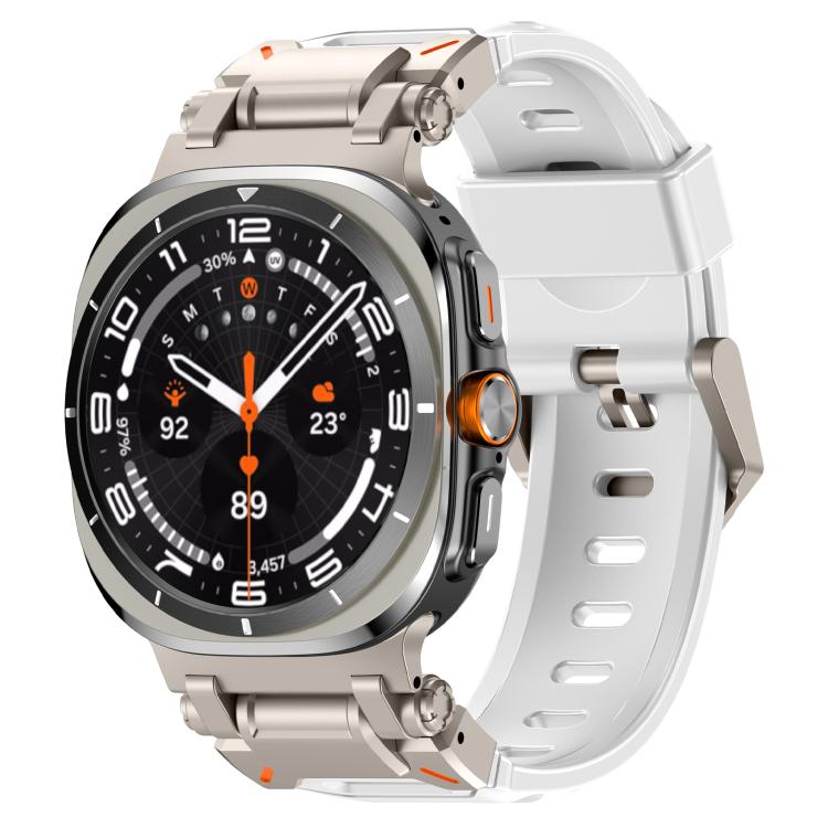 For Samsung Galaxy Watch Ultra 47mm / Ultra 2025 Explorer Metal Head Fluororubber Watch Band(Titanium White) by bashfashion