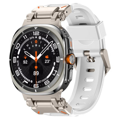 For Samsung Galaxy Watch Ultra 47mm / Ultra 2025 Explorer Metal Head Fluororubber Watch Band(Titanium White) by bashfashion