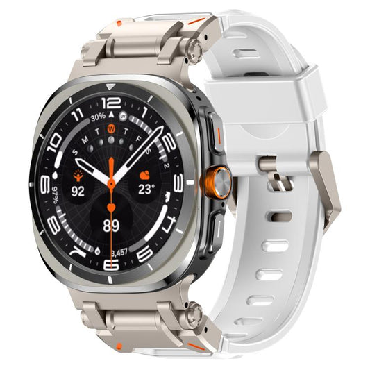 For Samsung Galaxy Watch Ultra 47mm / Ultra 2025 Explorer Metal Head Fluororubber Watch Band(Titanium White) by bashfashion