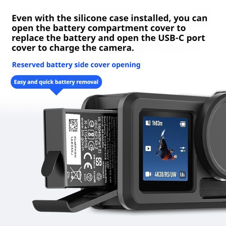 For DJI Action 5 Pro / 4 / 3 Soft Silicone Shockproof Protective Case Cover with Lens Cap(Black) by bashfashion