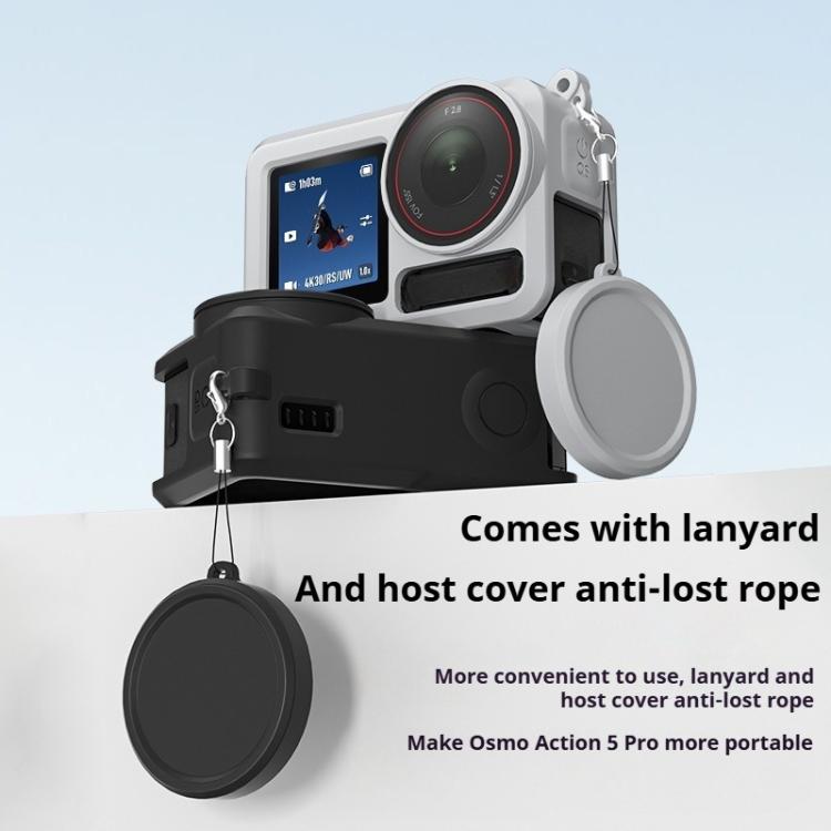 For DJI Action 5 Pro / 4 / 3 Soft Silicone Shockproof Protective Case Cover with Lens Cap(Black) by bashfashion