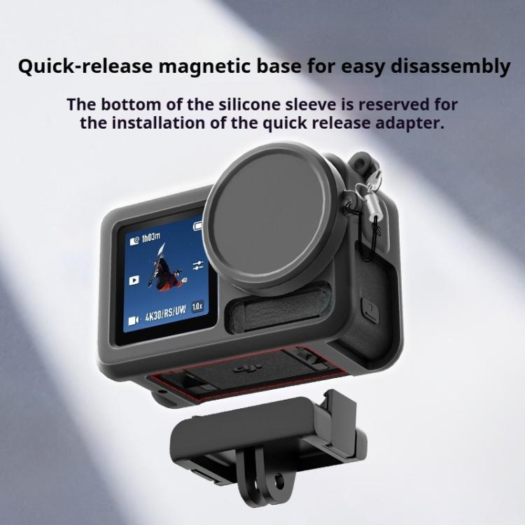 For DJI Action 5 Pro / 4 / 3 Soft Silicone Shockproof Protective Case Cover with Lens Cap(Black) by bashfashion