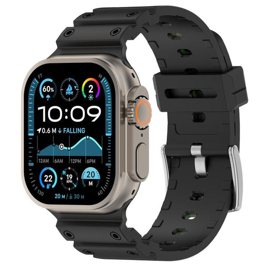 For Apple Watch 46mm / 49mm / 45mm / 44mm Diamond Texture Two-Color Silicone Watch Band(Camouflage Black Green) by bashfashion