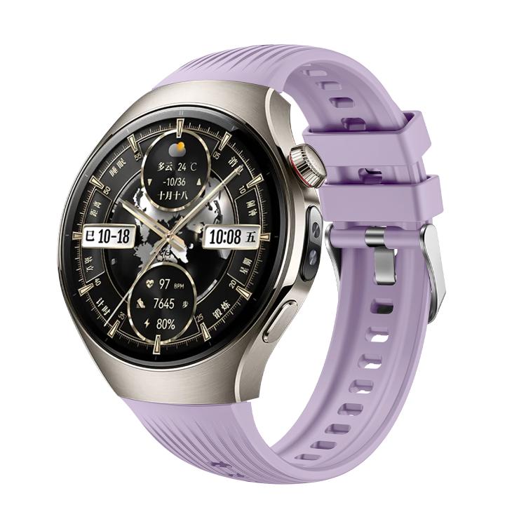 For Huawei Watch 5 46mm Vertical Silicone Watch Band(Light Purple) by bashfashion