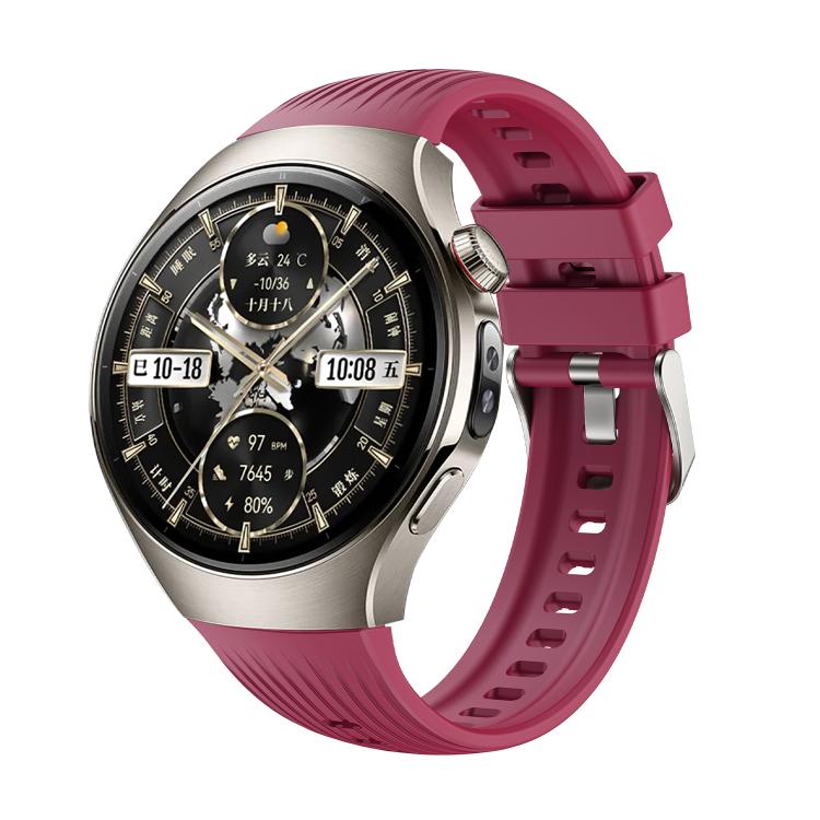 For Huawei Watch 5 46mm Vertical Silicone Watch Band(Wine Red) by bashfashion