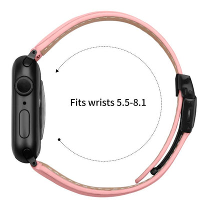 For Apple Watch 46mm / 49mm / 45mm / 44mm Lychee Texture Black Turtle Back Buckle Leather Watch Band(Pink) by bashfashion