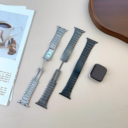 For Apple Watch 46mm / 49mm / 45mm / 44mm Curved Side Detachable Stainless Steel Watch Band(Titanium) by bashfashion