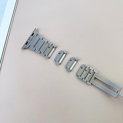 For Apple Watch 46mm / 49mm / 45mm / 44mm Curved Side Detachable Stainless Steel Watch Band(Titanium) by bashfashion