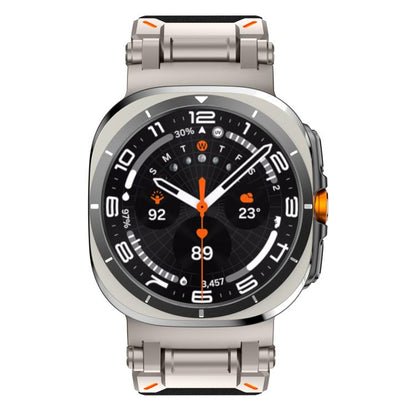 For Samsung Galaxy Watch Ultra 47mm / Ultra 2025 Explorer Stainless Steel Head Leather Watch Band(Titanium Black) by bashfashion