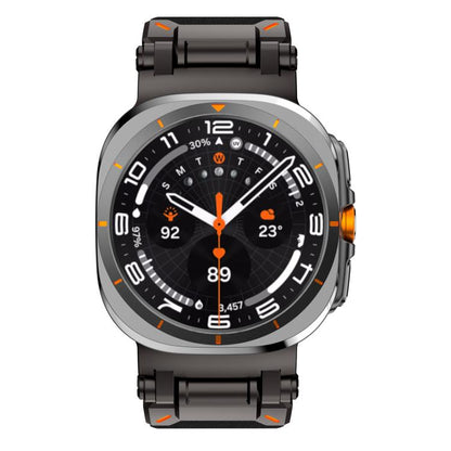 For Samsung Galaxy Watch Ultra 47mm / Ultra 2025 Explorer Stainless Steel Head Leather Watch Band(Black) by bashfashion