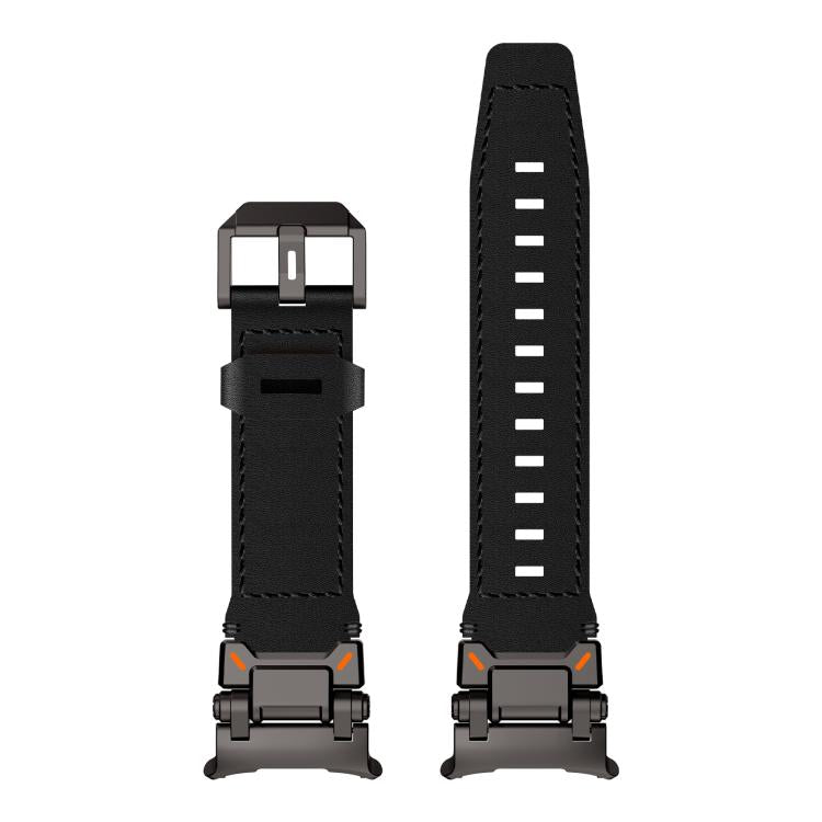 For Samsung Galaxy Watch Ultra 47mm / Ultra 2025 Explorer Stainless Steel Head Leather Watch Band(Black) by bashfashion