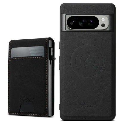For Google Pixel 10 Pro Suteni H19 Litchi Grain 2-in-1 Removable Card Box Back Phone Case(Black) by Suteni