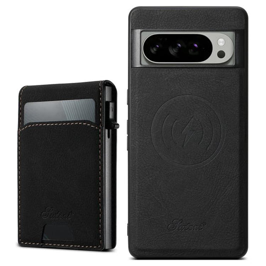 For Google Pixel 10 Pro Suteni H19 Litchi Grain 2-in-1 Removable Card Box Back Phone Case(Black) by Suteni
