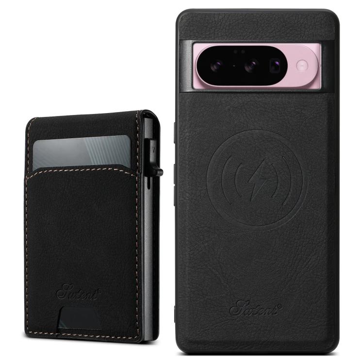For Google Pixel 10 Suteni H19 Litchi Grain 2-in-1 Removable Card Box Back Phone Case(Black) by Suteni