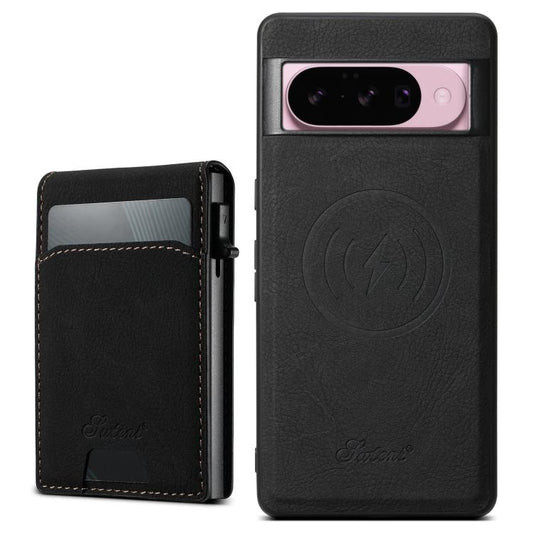 For Google Pixel 10 Suteni H19 Litchi Grain 2-in-1 Removable Card Box Back Phone Case(Black) by Suteni