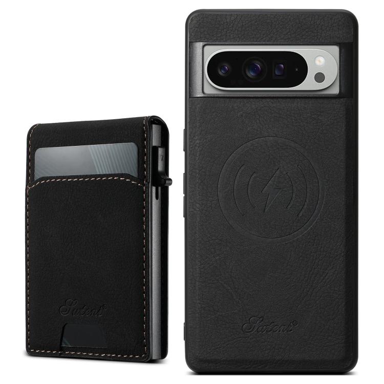 For Google Pixel 9 Pro XL Suteni H19 Litchi Grain 2-in-1 Removable Card Box Back Phone Case(Black) by Suteni
