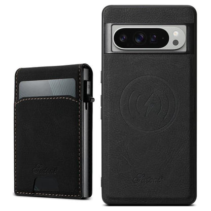 For Google Pixel 9 Pro XL Suteni H19 Litchi Grain 2-in-1 Removable Card Box Back Phone Case(Black) by Suteni