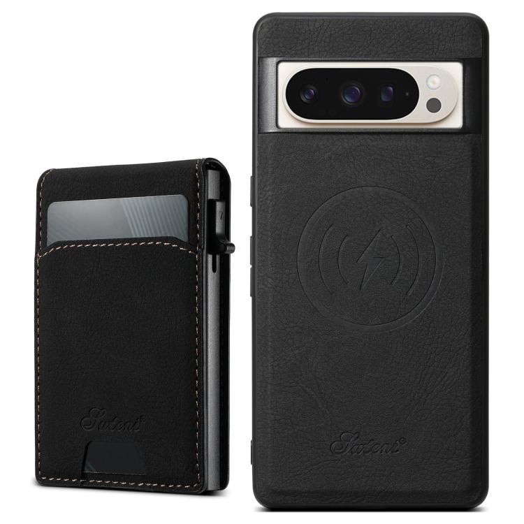 For Google Pixel 9 Pro Suteni H19 Litchi Grain 2-in-1 Removable Card Box Back Phone Case(Black) by Suteni