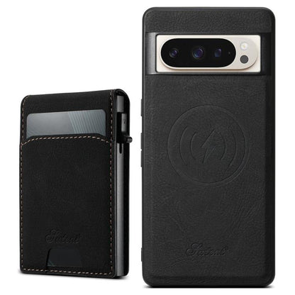 For Google Pixel 9 Pro Suteni H19 Litchi Grain 2-in-1 Removable Card Box Back Phone Case(Black) by Suteni