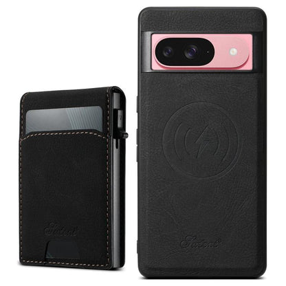 For Google Pixel 9 Suteni H19 Litchi Grain 2-in-1 Removable Card Box Back Phone Case(Black) by Suteni