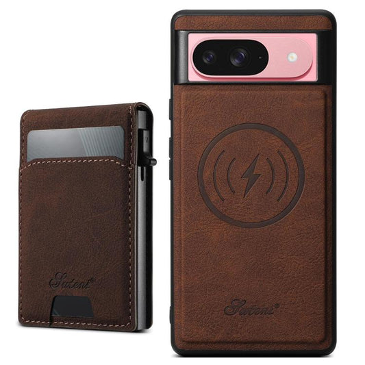 For Google Pixel 9 Suteni H19 Litchi Grain 2-in-1 Removable Card Box Back Phone Case(Brown) by Suteni