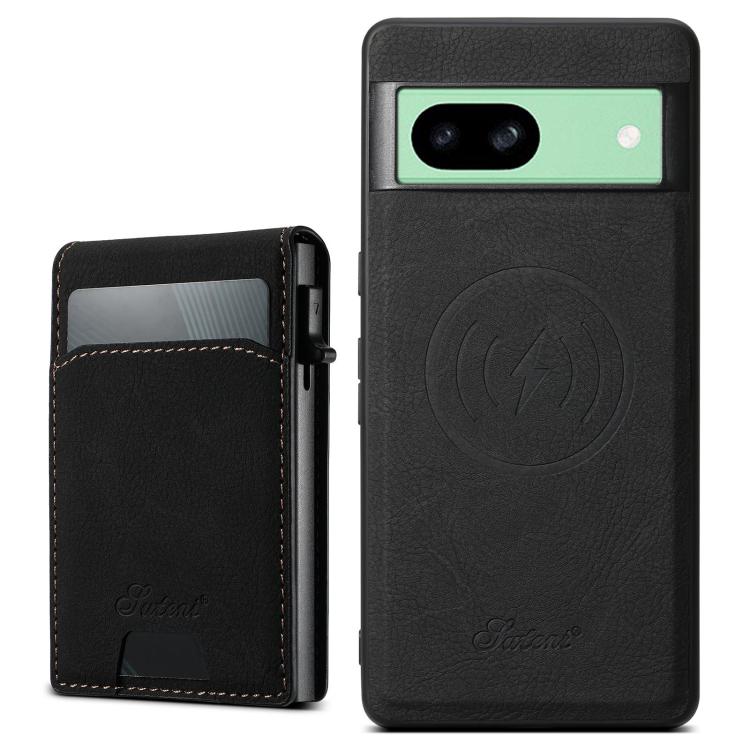 For Google Pixel 8a Suteni H19 Litchi Grain 2-in-1 Removable Card Box Back Phone Case(Black) by Suteni