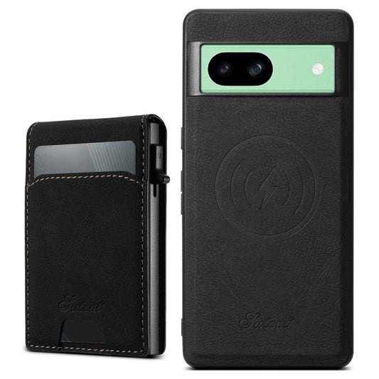 For Google Pixel 8a Suteni H19 Litchi Grain 2-in-1 Removable Card Box Back Phone Case(Black) by Suteni