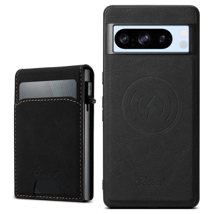 For Google Pixel 8 Pro Suteni H19 Litchi Grain 2-in-1 Removable Card Box Back Phone Case(Black) by Suteni
