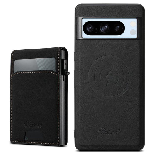 For Google Pixel 8 Pro Suteni H19 Litchi Grain 2-in-1 Removable Card Box Back Phone Case(Black) by Suteni