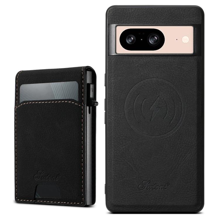 For Google Pixel 8 Suteni H19 Litchi Grain 2-in-1 Removable Card Box Back Phone Case(Black) by Suteni