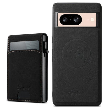 For Google Pixel 8 Suteni H19 Litchi Grain 2-in-1 Removable Card Box Back Phone Case(Black) by Suteni