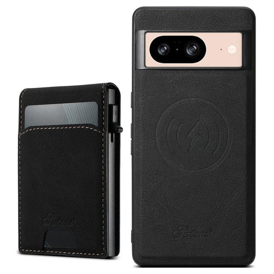 For Google Pixel 8 Suteni H19 Litchi Grain 2-in-1 Removable Card Box Back Phone Case(Black) by Suteni